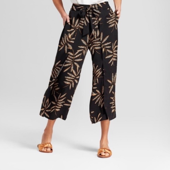 A New Day Palazzo Wide Leg Leaf Elastic Wrap Pants - Picture 2 of 10